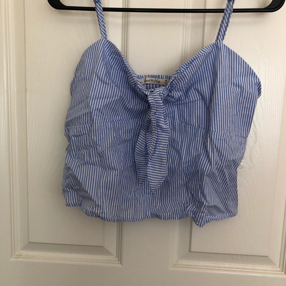 Striped heart hips top